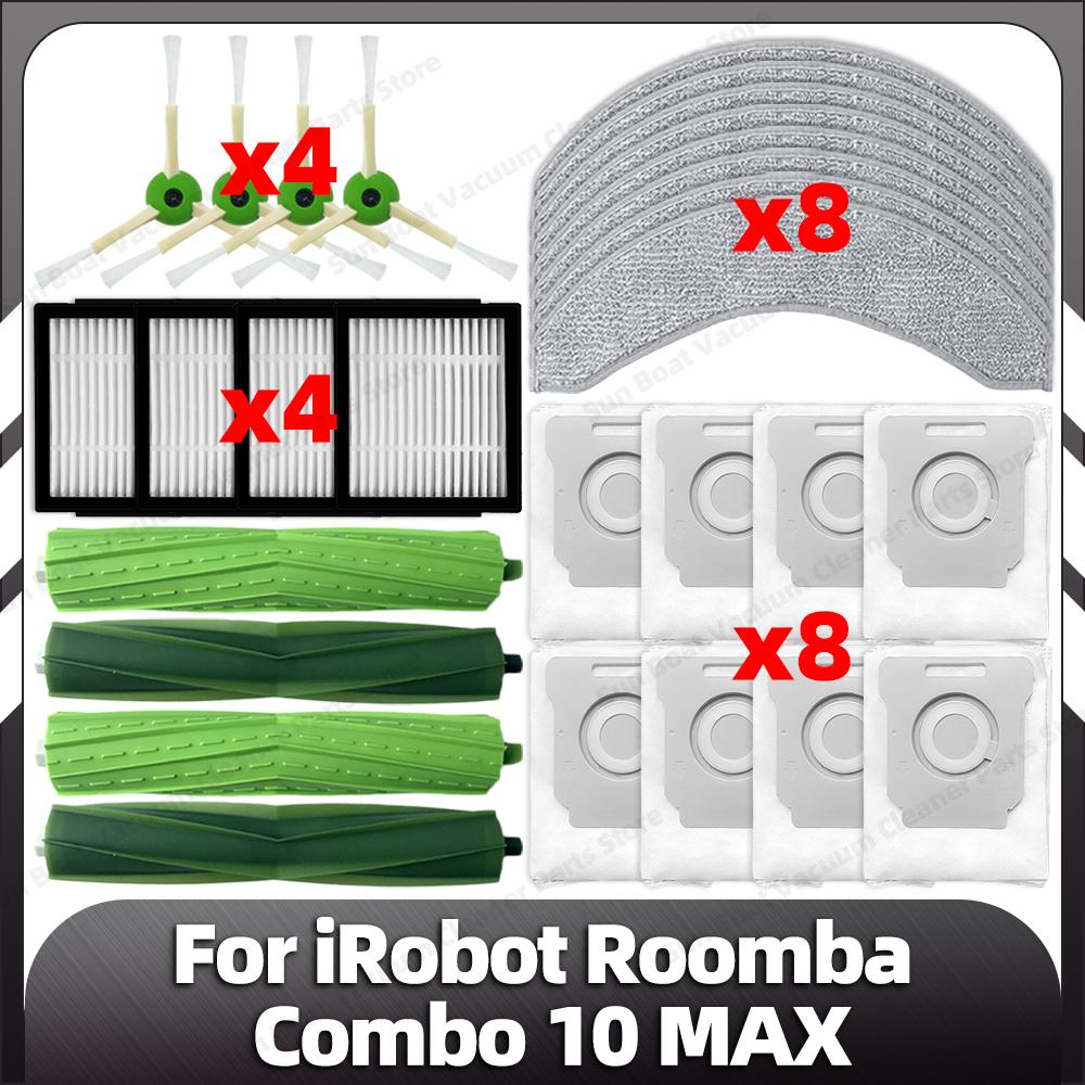 Совместимо с iRobot Roomba Combo 10 Max Основная боковая щетка Фильтр HEPA Насадки для швабры Пылесборники Запасные части Аксессуары