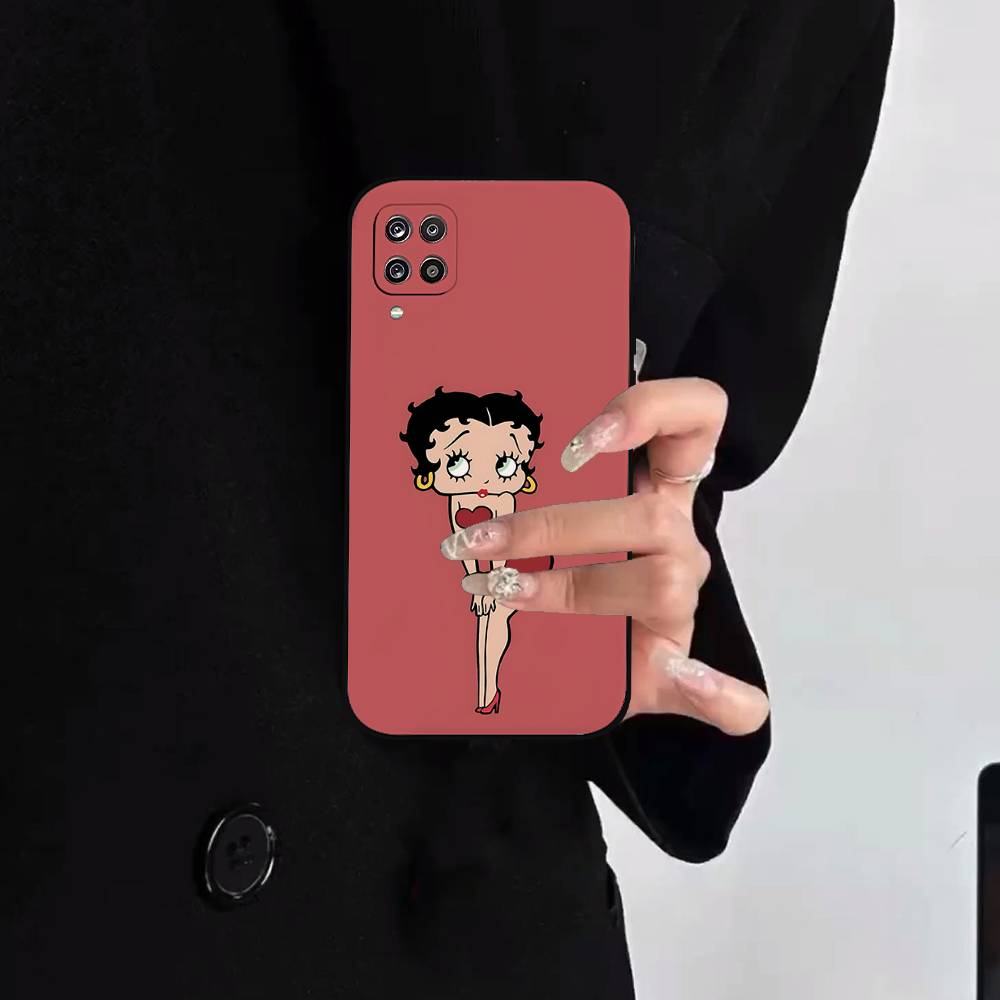 Чехол для телефона A-betty Boop-S для Samsung S24/S25/S22 S30/A51 52/Lite/Ultra/5G/Plus/FE - Тонкий Ударопрочный Черный Защитный