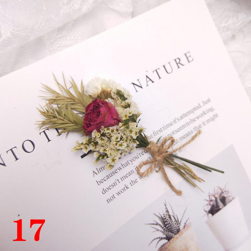 1 букет растений из гипсофилы, пампасной травы, мини-натурального букета из сушеных цветов, настоящая роза