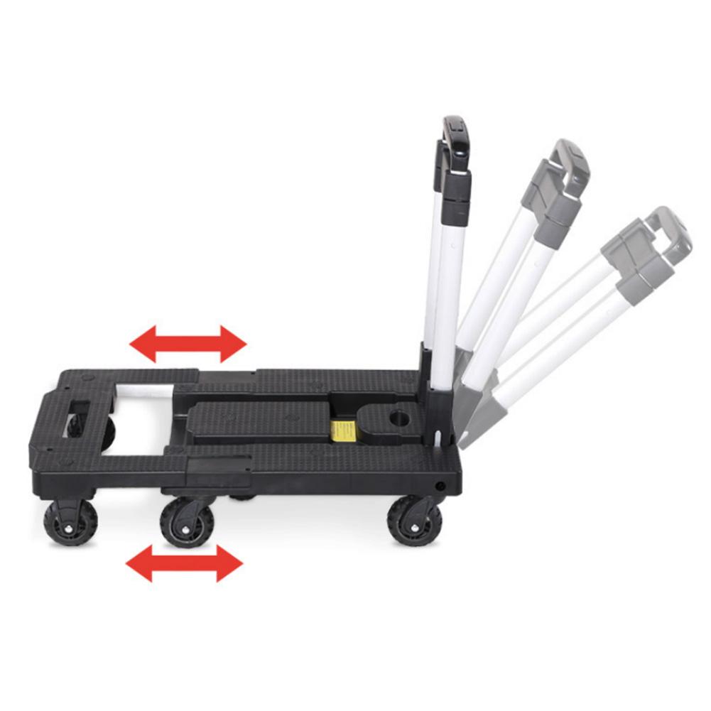 Portable Foldable Silent 7Wheel Platform Trolley Luggage Cart Hand Truck Adjustable Pulling Rod