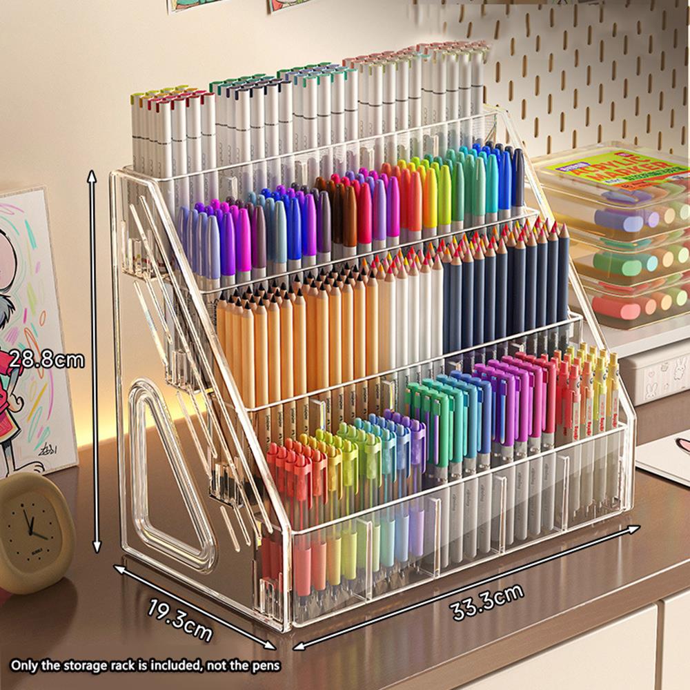 Acrylic Organizer Pen Holder Clear Marker Storage Desk Pencil Holder Organizer Makeup Brush Holder Divider Stationery Organizer