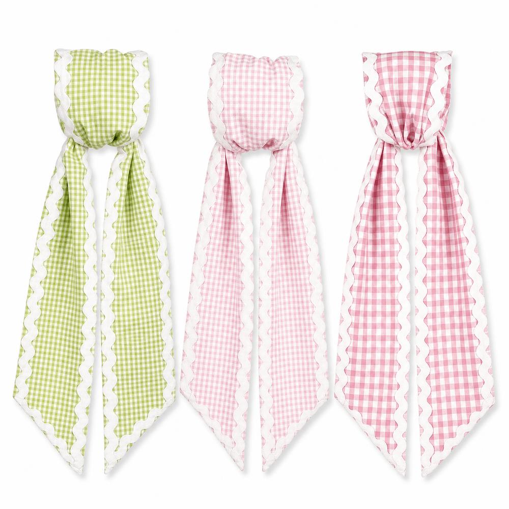 Cloth Garland Ribbon Gingham Canvas Scalloped Wreath Sash New Wreath Sashes Door Decor Bow