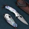 1 Piece of High Quality Damascus Steel Pattern Folding Knife, Manual Rotating Small Knife, Family Fruit Knife.