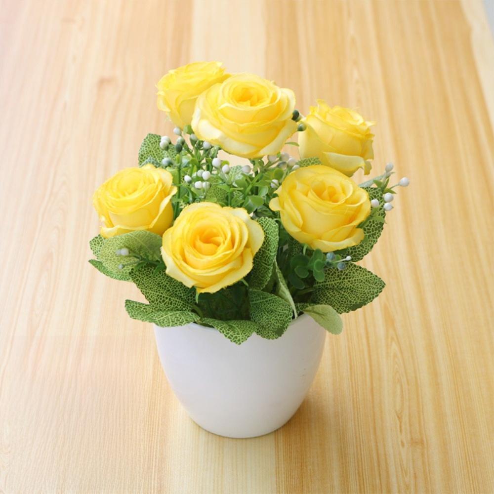 Rose Artificial Potted Plant Plastic False Plants Ornament Potted Plant  Wedding Arrangement