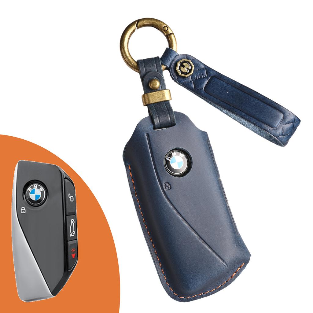 Ретро кожаный чехол для ключей подходит для BMW, натуральная коровья кожа, новая оболочка, ручная работа, специальная защитная оболочка для ключа, кольцо