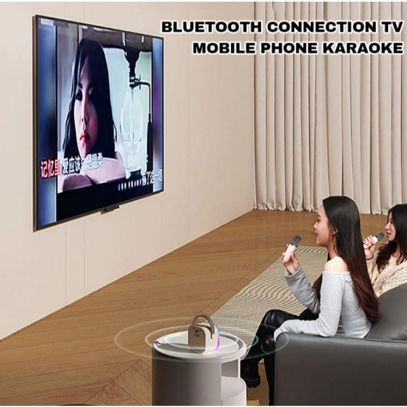 Беспроводной мини-динамик для караоке с Bluetooth-микрофоном для караоке, домашний, с RGB-подсветкой, портативная караоке-машина KTV