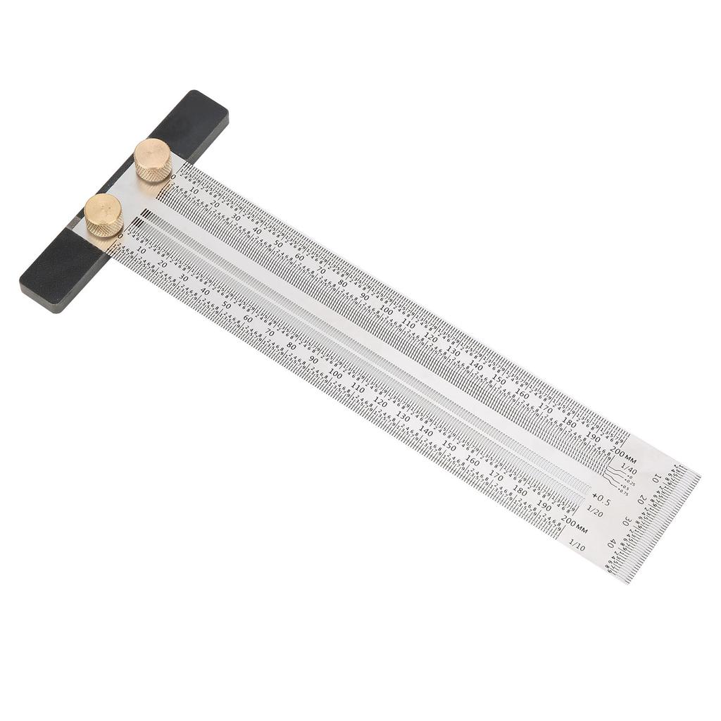200mm Woodworking Stainless Steel T Ruler Marking Ruler DIY Measuring Scribe Line Tool
