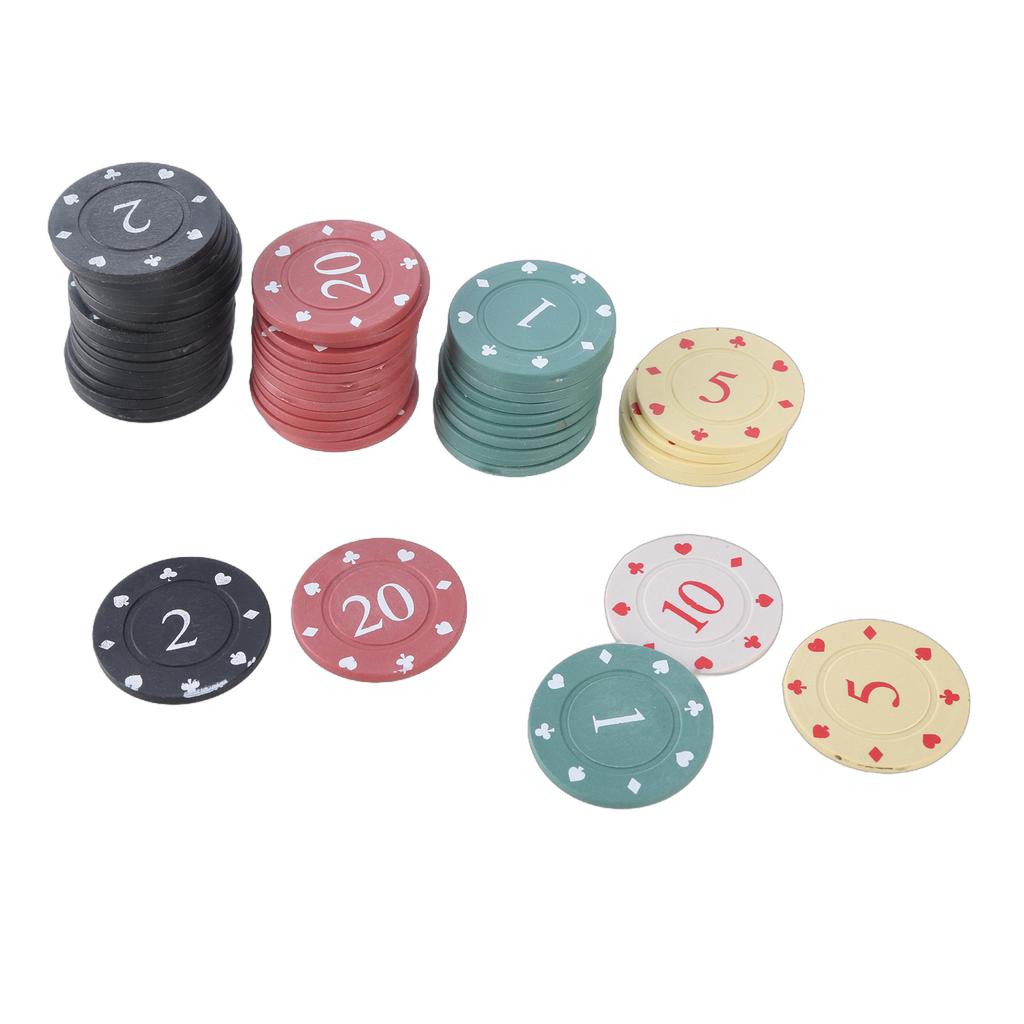 100Pcs Casino Poker Chip Roulettes Game Bingo Chip with Box Plastic Counting Counters Poker Chip for Game Play Learning