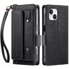 Винтажный чехол-кошелек с текстурой личи для iPhone 15 Plus 14 13, с несколькими отделениями, книжка, подставка, защитный чехол