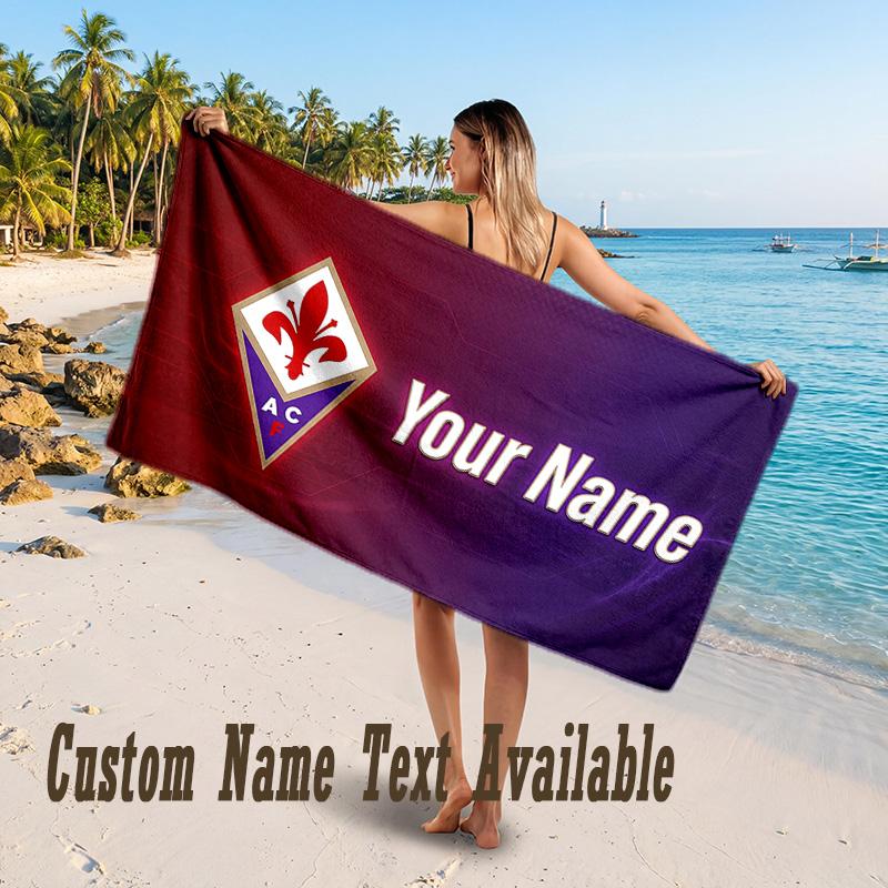 Fiorentina FC Design Beach Towel Custom Text Large Towel for Beach Vacation