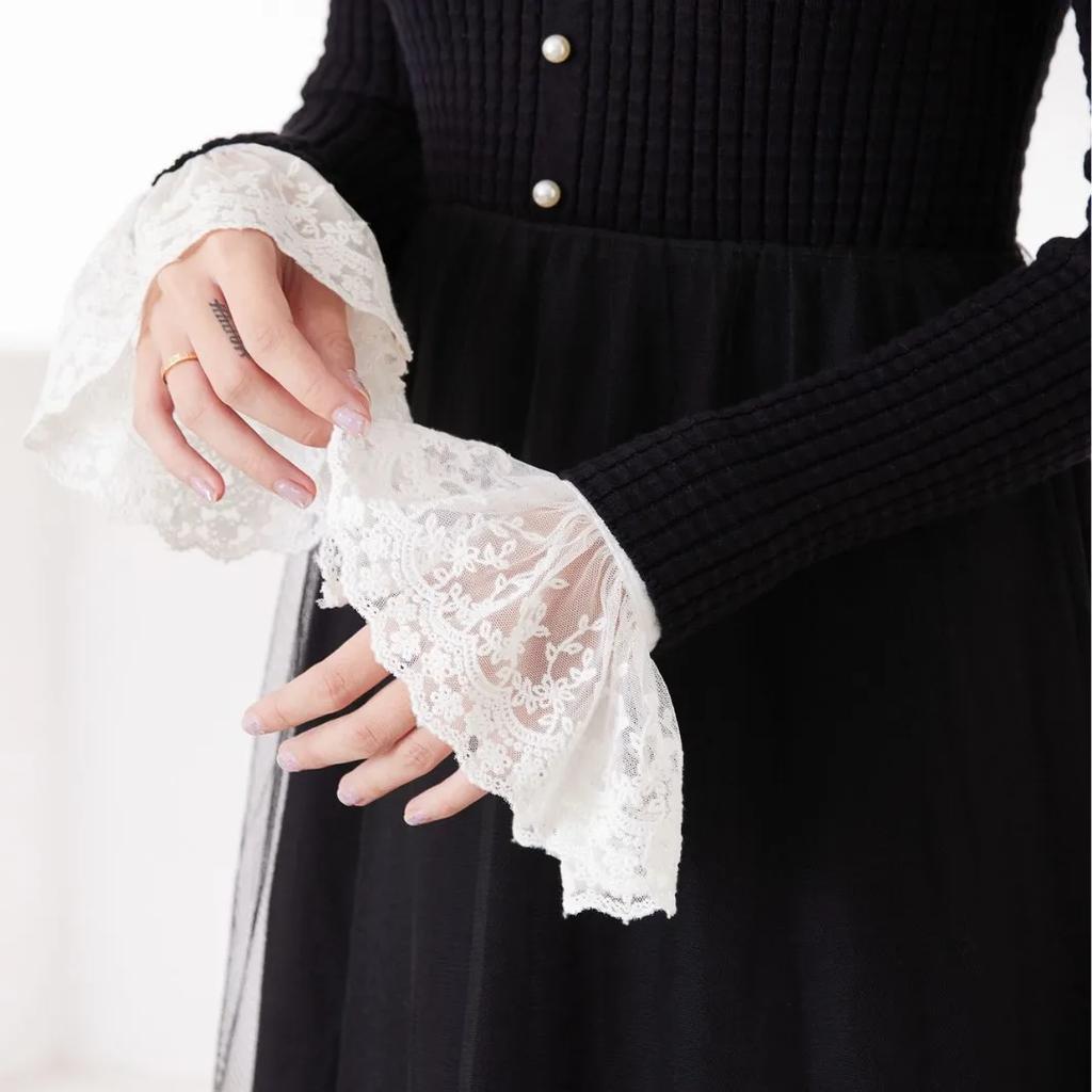 1 Pair Ruffles Solid Color Wrist Cuffs Removable Lace Detachable Shirt Sleeve Cuffs Sweater False Sleeved Wristband Horn Warmers