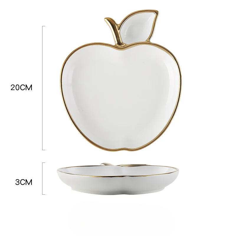 Luxury Creative Phnom Penh Apple Shape Ceramic Rice Plates Home Jiaozi Plate Flat Plate Dessert Dish