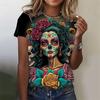 3D Printed Sexy Girls T Shirt For Women Horror Undead Skull Pattern Tees Summer Casual O-Neck Tops Short Sleeves Loose T-Shirts