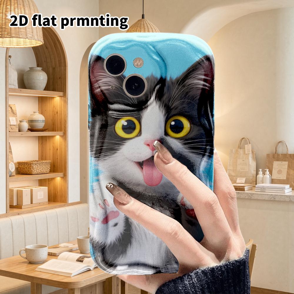 Phone Case: 2D flat design suitable for iPhone 18 17 16 15 14 13 Pro film protective case, couple style, black and white cow cat, Christmas and Hallow