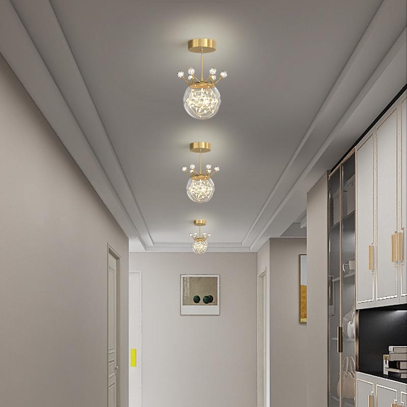 Свет для прохода, маленькая люстра для прихожей, современный минималистичный светильник для прихожей, креативное сетчатое красное звездное освещение для балкона