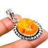 Baltic Amber Gemstone Handmade 925 Silver Plated Jewelry Pendant 1.70"