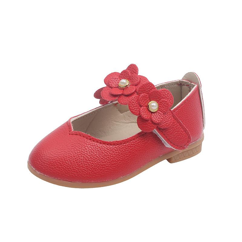 Children's Soft-Soled Floral Pumps: Spring/Fall Fashionable Princess-Style Leather Shoes for Girls