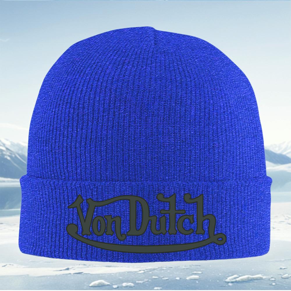 Von Dutch стильный дизайн логотипа Мужская Женская Унисекс Вязаная Шапка Бини Шапка-Свитер Зимняя Термо Теплая Рождественская Для Улицы Велосипеда Пешего Туризма