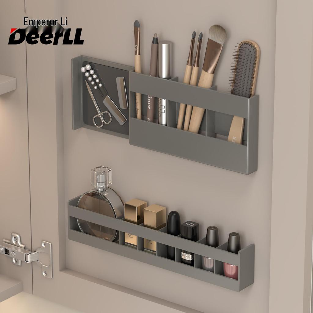 Настенный зеркальный шкафчик для ванной комнаты с хранением без сверления для косметики и туалетных принадлежностей