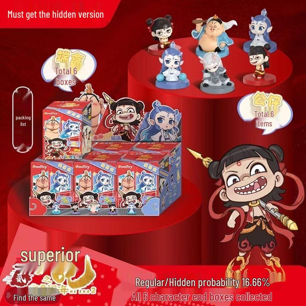 Nezha Figurine - Demon Child Stirring Up the Sea Series, Ao Bing Movie Replica, Blind Box Ornament Gift