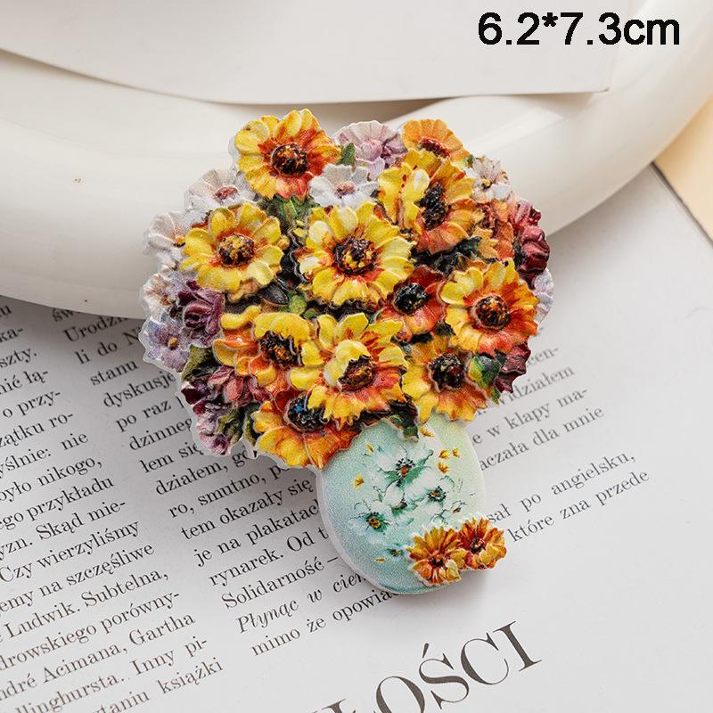 Творческие цветочные магниты на холодильник Картина маслом из смолы Цветы Магниты для декора холодильника Подсолнух Роза Магнитные наклейки
