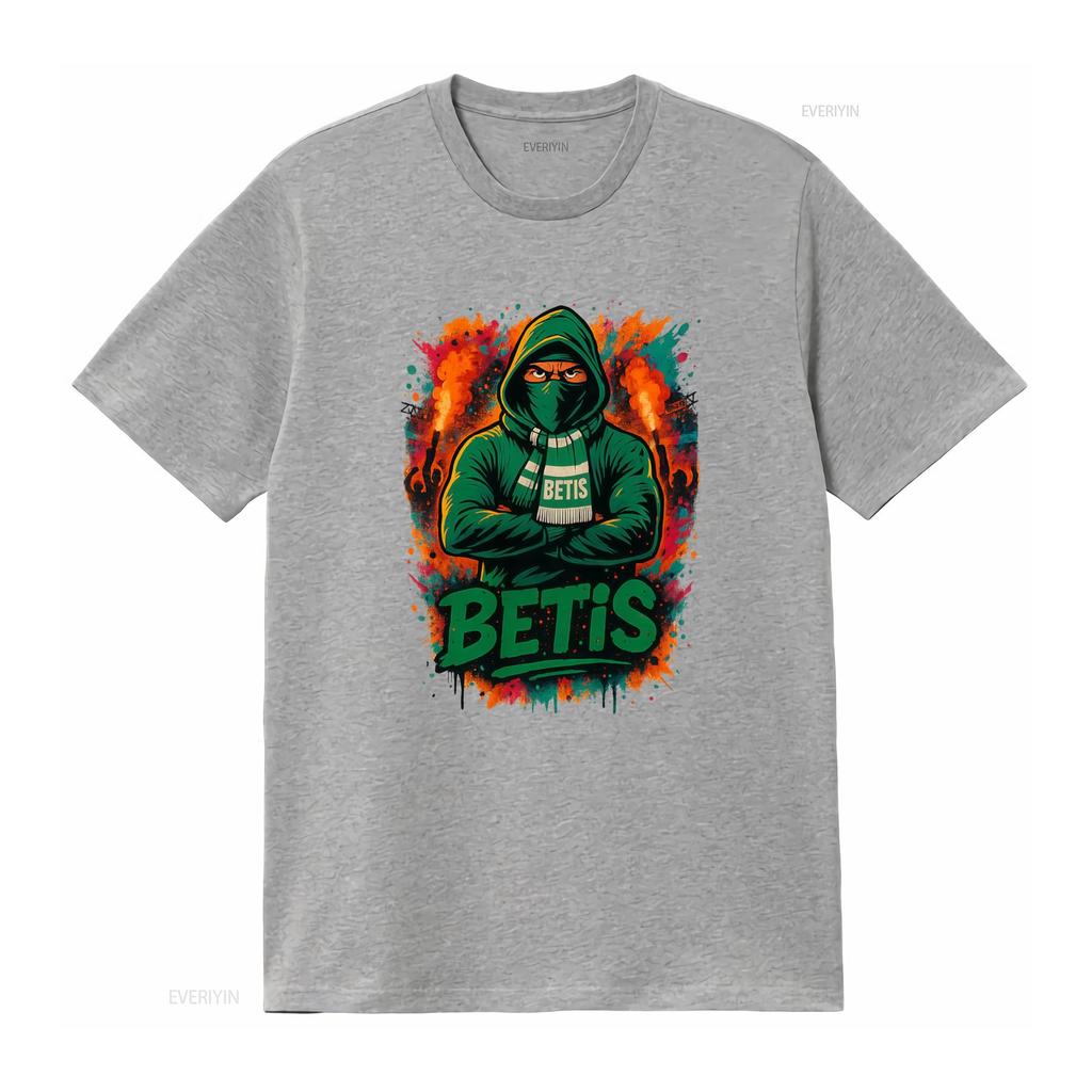 Camiseta Betis Ultra Para Hombre Cuello Redondo Casual Unisexgas Cortas Diseo Ultras Y Estampado Trasero Tejido Cmodo Vintage