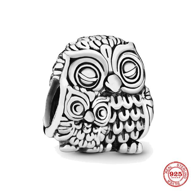 Новый Стерлингового Серебра 925 Единорог Кошка Собака Сова Обезьяна След Милое Животное DIY Тонкие Бусины Подходит Оригинальный Модный Браслет-Подвеска