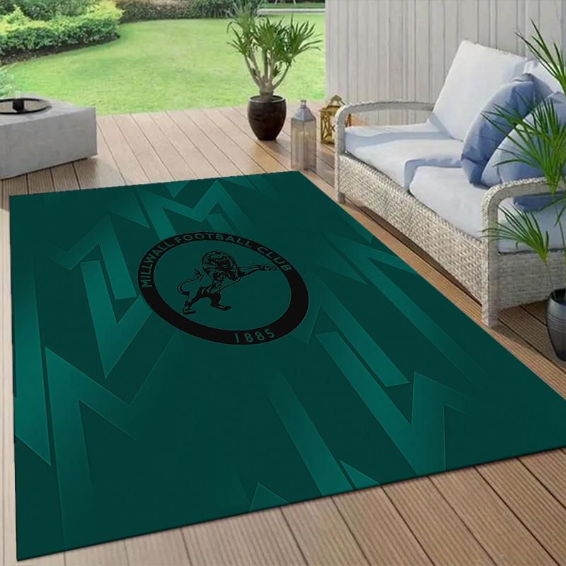 Millwall FC Flannel Pattern Square Carpet,Area Rug,Carpet Rug for Living Room Bedroom Sofa Playroom Decor,Non-slip Floor Mat