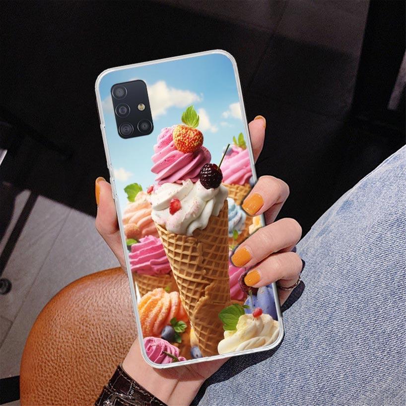 Чехол для телефона Macaron Ice Cream Cake Doughnut для Samsung Galaxy A52 A32 A22 A12 A51 A31 A50S A30S A20S A10S Note 20 Ultra 10 Plus