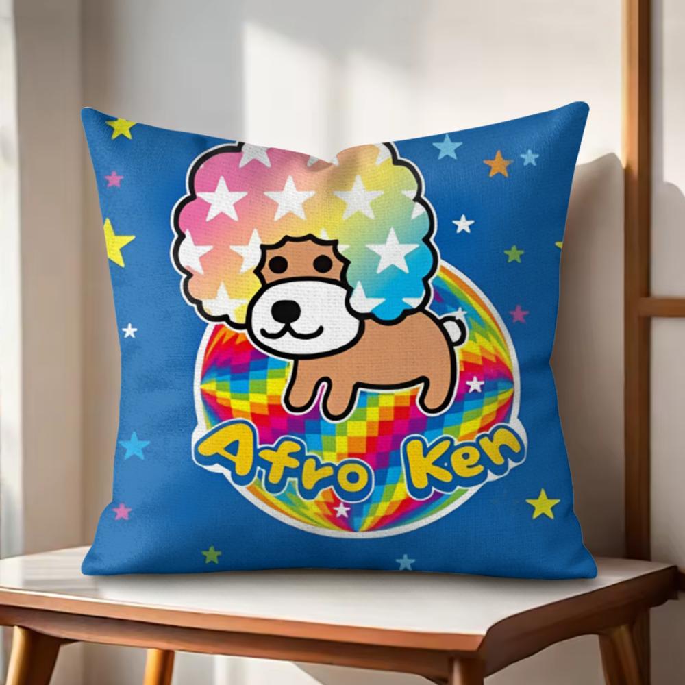 Japan AAfro KKen Cute Cushion Cover Natural Linen Organic Fabric DoubleSided Printing Couch Pillow Covers Home Decor