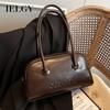 Ielgy Boston Bag Large Capacity Autumn Winter Retro One-Shoulder Underarm Commuter Pillow Bag