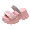 Pearl Rhinestone Slippers Women Summer Outside Wear Fashion Sandals Platform Wedegs Leisure Slipper 8cm High Heeled Slides Shoes
