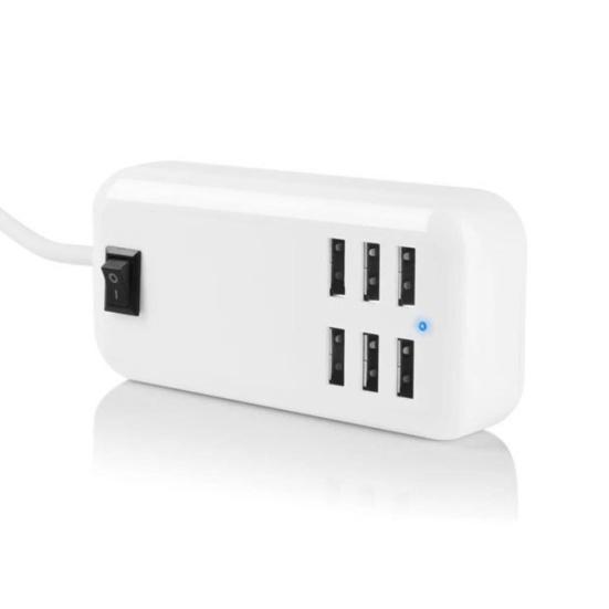 Портативный USB-хаб на 6 портов, зарядная станция для телефона, удлинитель с выключателем