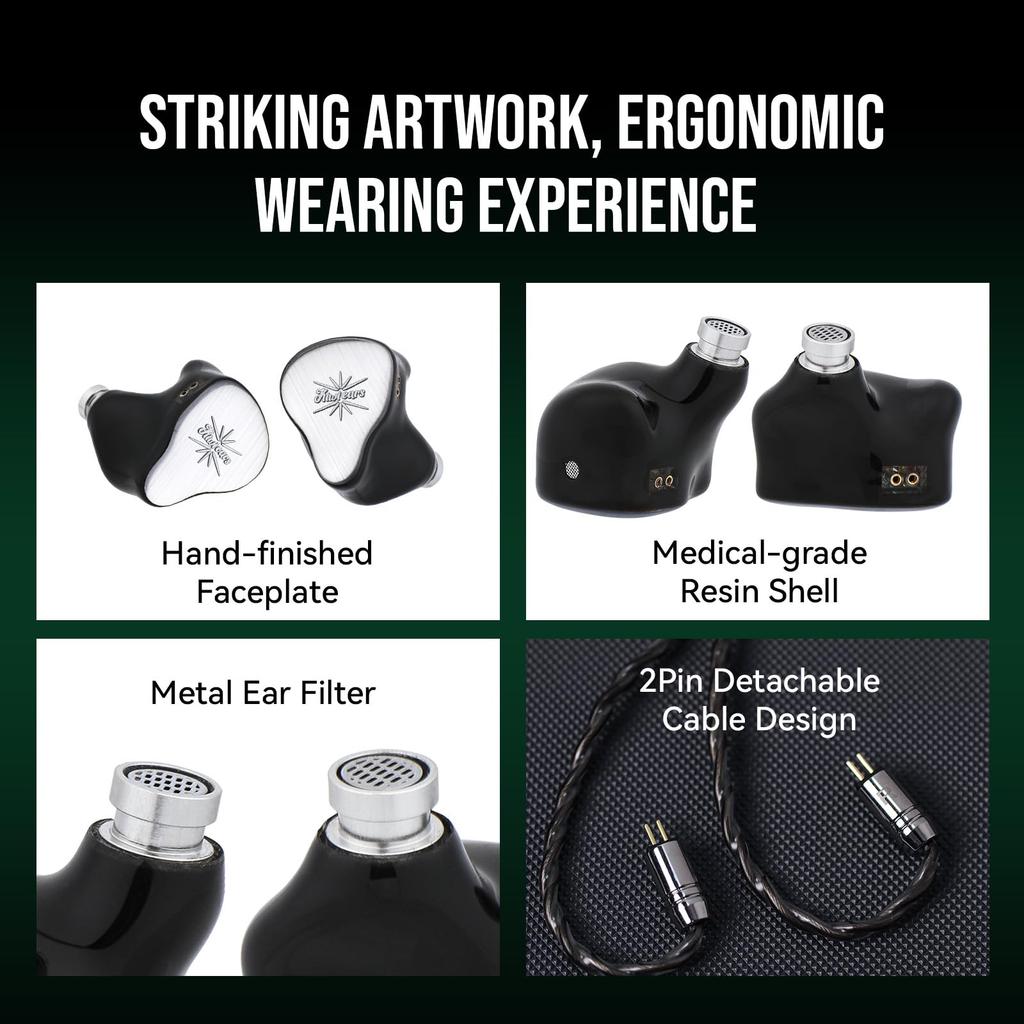 Linsoul Kiwi Ears KE4 Hybrid HiFi Earphones Adopts Diaphragm Structure Equipped with Dual Custom 10mm Dynamic Diaphragms and One Knowles and Balanced