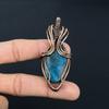 Неоновый синий апатит драгоценный камень ручной работы из чистой медной проволоки обернутый ювелирное изделие кулон для женщин