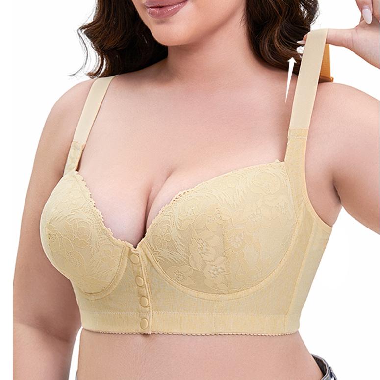 Sexy Bra for Women In Plus Size with Steel Rims Adjustable Shoulder Straps Lace Front Buckle Bra