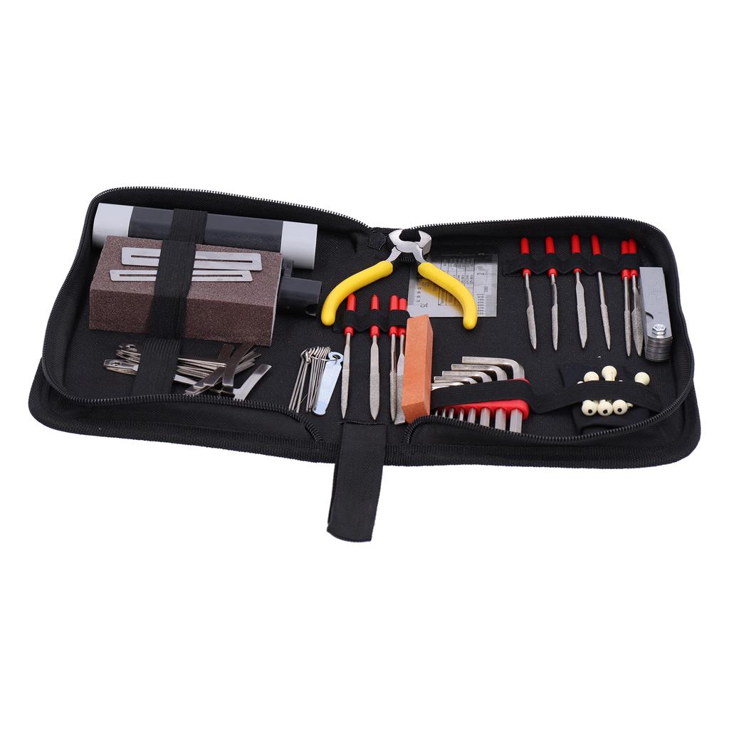Набор инструментов для ремонта гитары из 45 предметов: измерение, обслуживание, регулировка, полировка, напильник, органайзер для струн