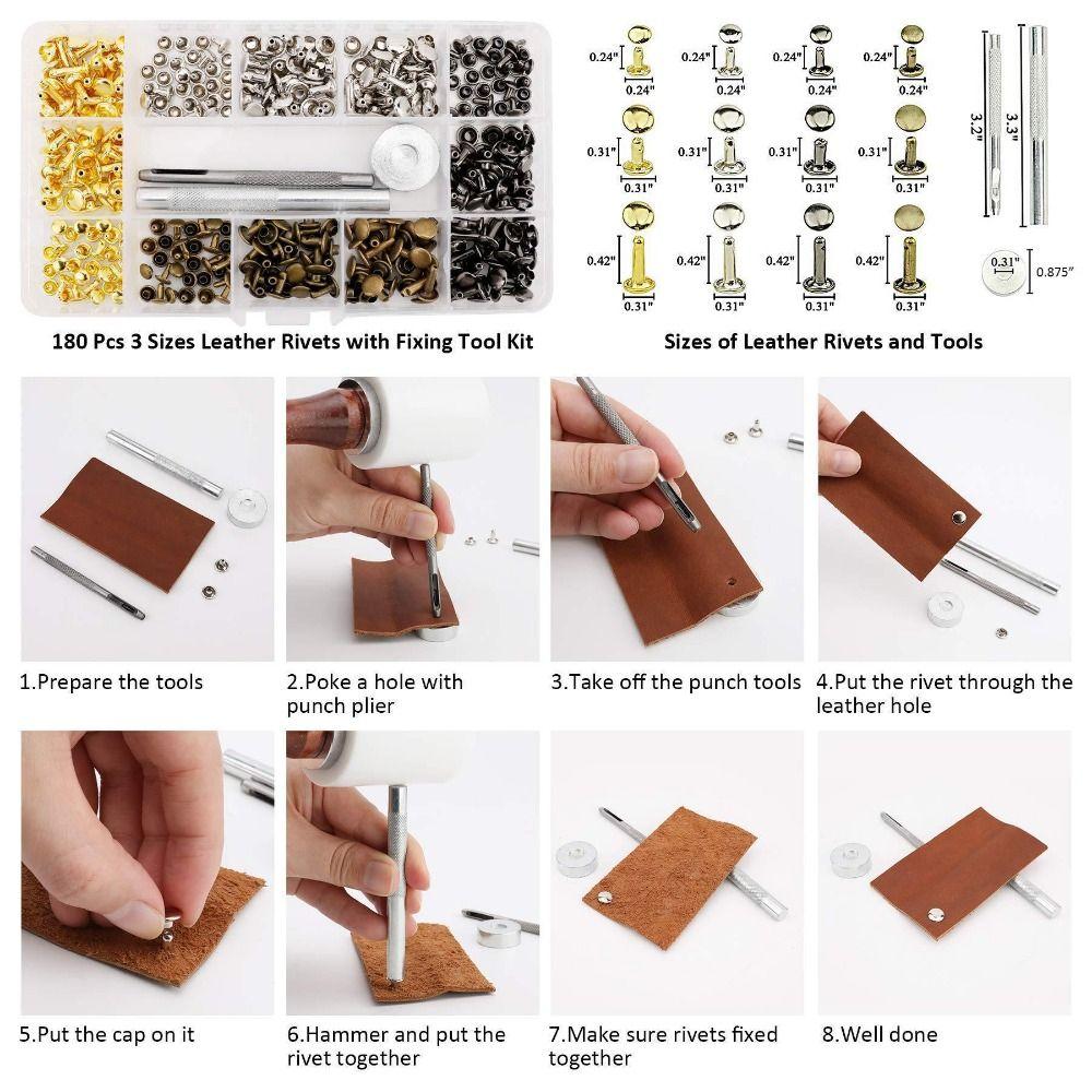 Tubular Rivets Snap Fastener Leather Rivets Metal Studs Double Cap Rivet Stud Fixing Tools