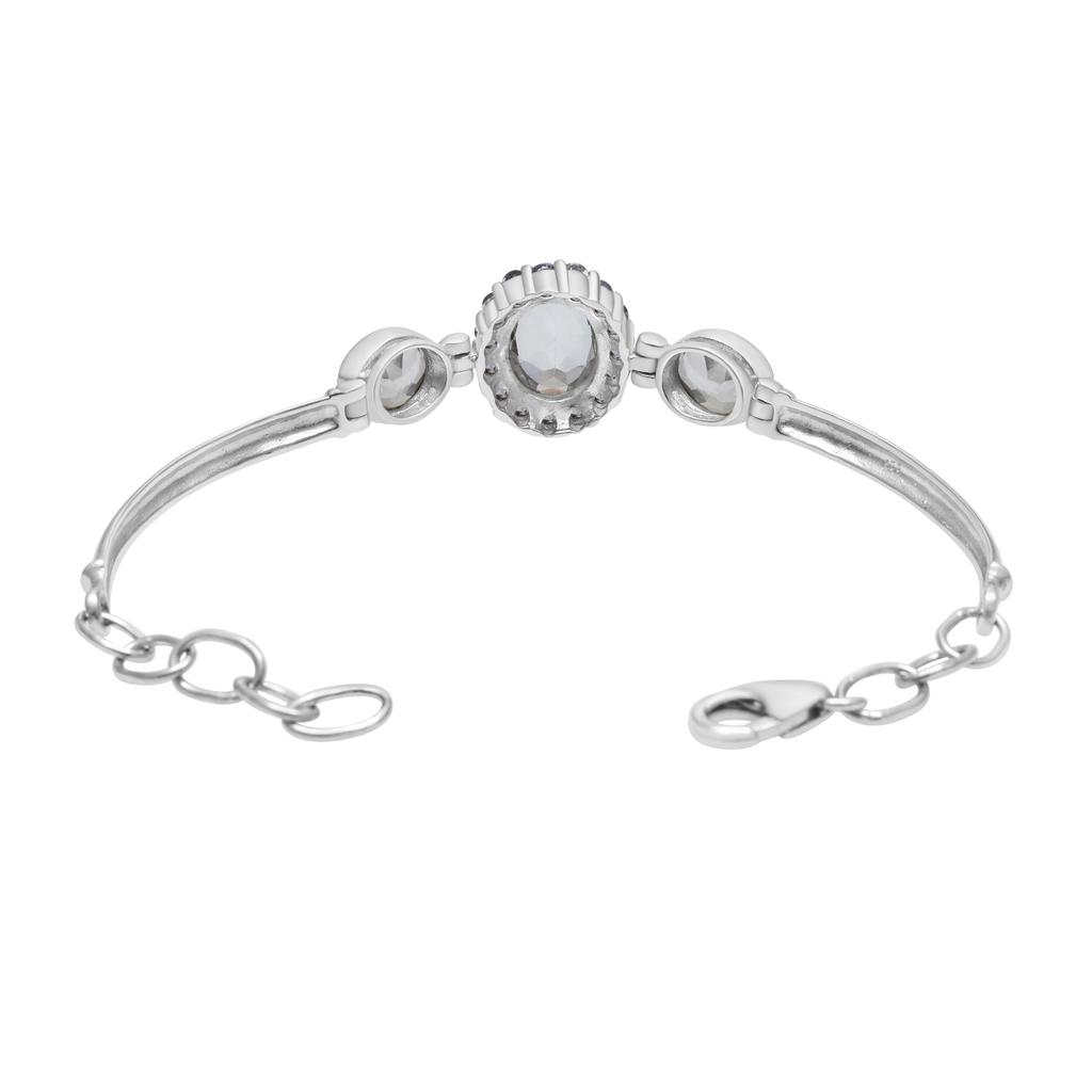 Natural White Topaz & Tanzanite Gemstone Bracelet, 925 Sterling Silver, Bezel Link Bracelets, Handmade Adjustable Chain Bracelet Jewelry For Women