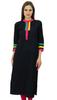 Women Black Cotton Kurti Regular Fit Straight Kurta Tunic Casual Everyday Tunic