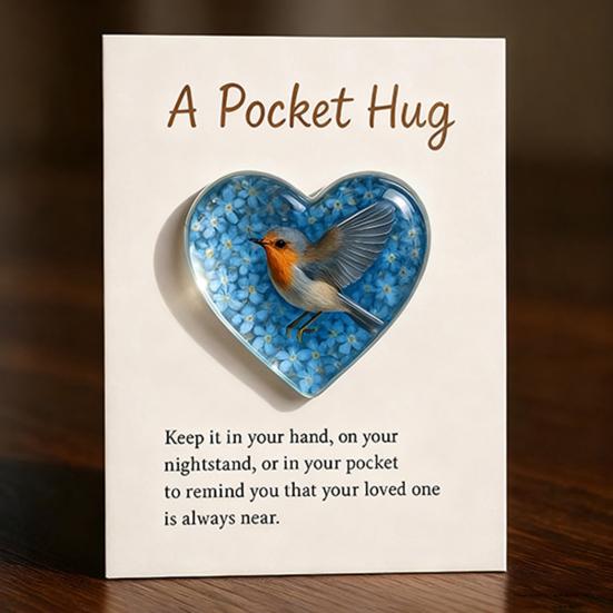 Hummingbird Pocket Hug Token Heart-Shaped Comfort Gift for Loss & Long Distance Sympathy Keepsake with Card Portable Emotional Support