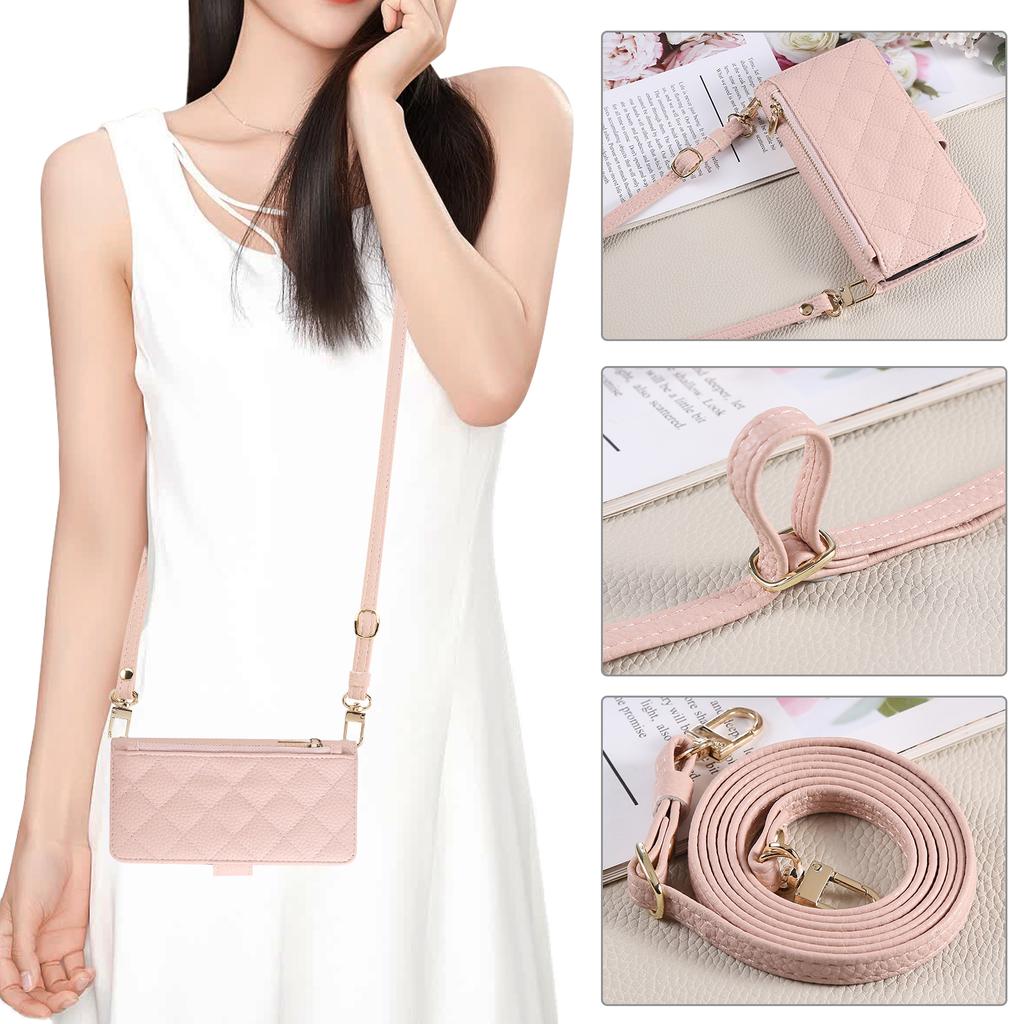 Crossbody Long Lanyard Flip Cards Solt Wallet Leather Bag Case for Samsung S26 Ultra S25 S24 S23 S22 A27 A17 A37 A57 Stand Cover