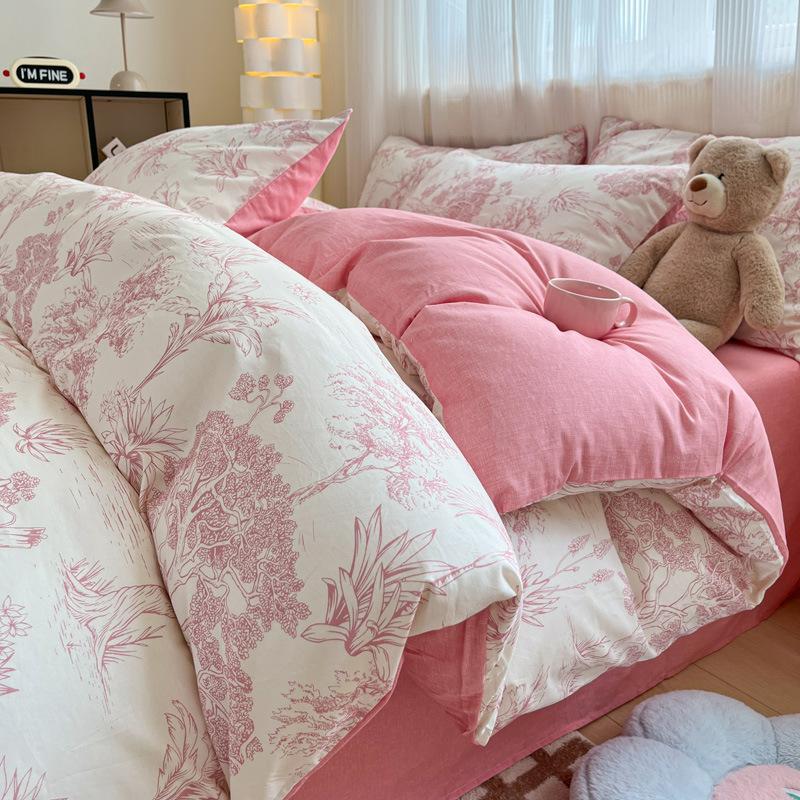 Маленький комплект из четырех предметов из чистого хлопка для спальни, сетчатый комплект из трех предметов