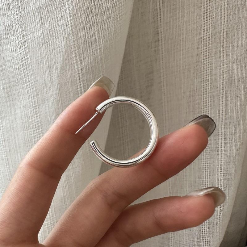 925 Sterling Silver Vintage Earrings For Women Trendy Simple Round Shape Earring Jewelry Prevent Allergy Party Accessories