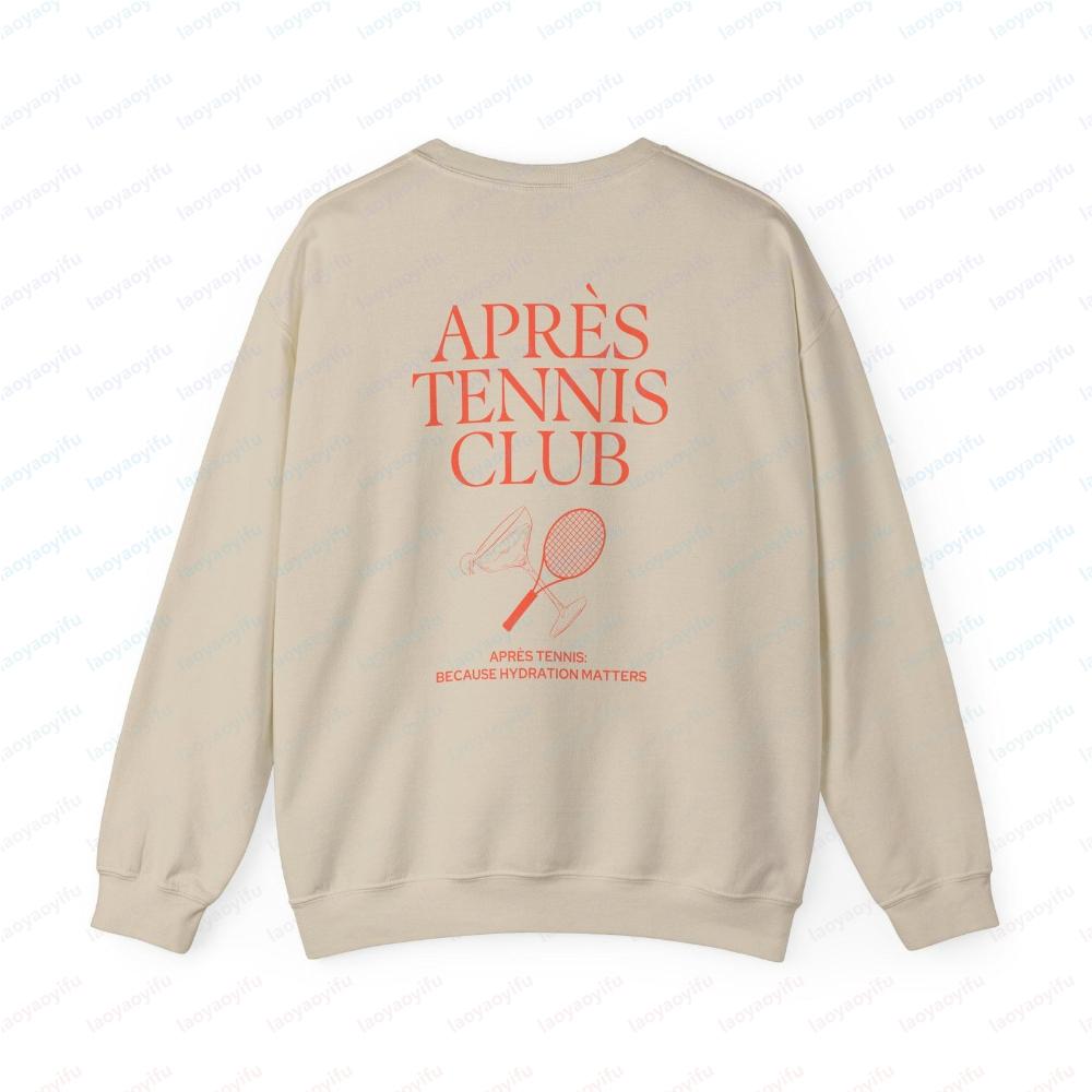 Свитшот Apres Tennis Club "Потому что гидратация важна" С индивидуальным именем Streetwear Женский Новинка Худи и свитшоты Топы