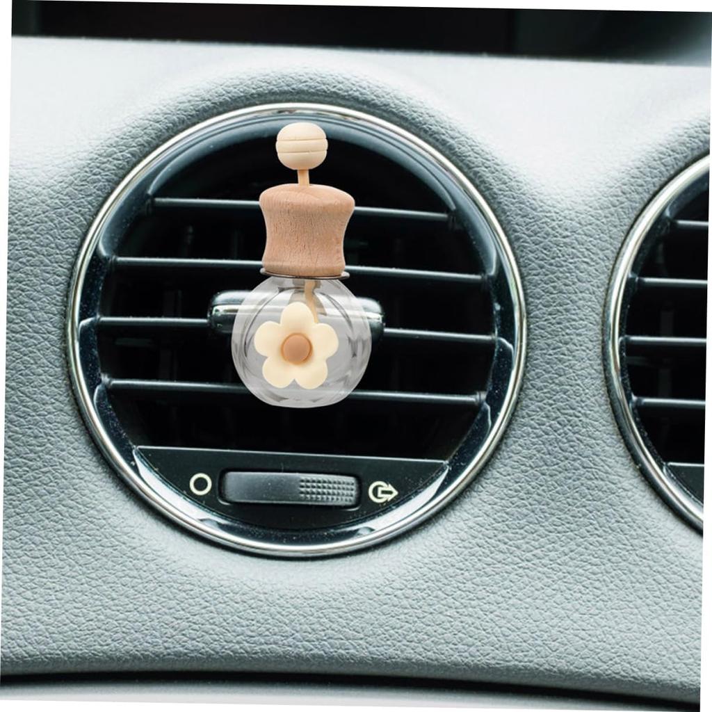 2 шт. Автомобильный диффузор для эфирного масла, бутылка, пустой, прозрачный стеклянный, ароматерапевтический диффузор с деревянной крышкой и вентиляционным зажимом для автомобильного ароматизатора и автомобильного декора, молоко