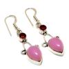 Pink Chalcedony Garnet Gemstone 925 Silver Plated Jewelry Earring 1.89"