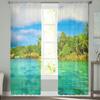 Пальмы на пляже, прозрачные шторы для гостиной, детская спальня, тюлевые шторы, кухонные шторы для окон