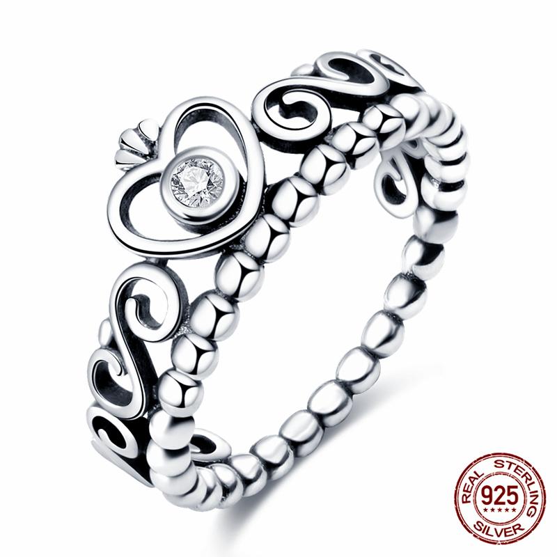 Абсолютно новое 100% подлинное 925 серебряное женское кольцо оригинальное сердце корона розовое золото кристалл обручальное кольцо годовщина свадьбы ювелирное изделие