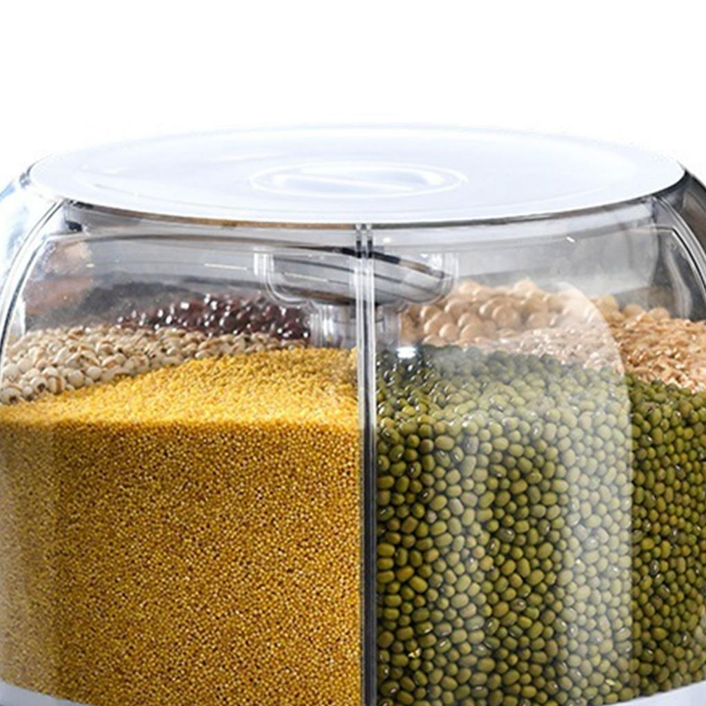 Grains Separate Storage Box Sealed Rotating Rice Bucket Home Insect Damp Proof Rice Storage Tank L 27x27cm 10.6x10.6in